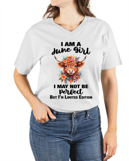 JUNE GIRL FLORAL HIGHLAND COW TEE - FOR WOMEN - TLEE06 (SKU2607-278-06)