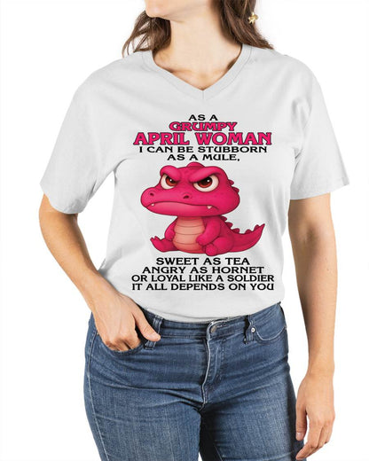 APRIL - AS A GRUMPY APRIL WOMAN I CAN BE STUBBORN AS A MULE - FOR WOMEN - TLEE04 (SKU09-31-04)