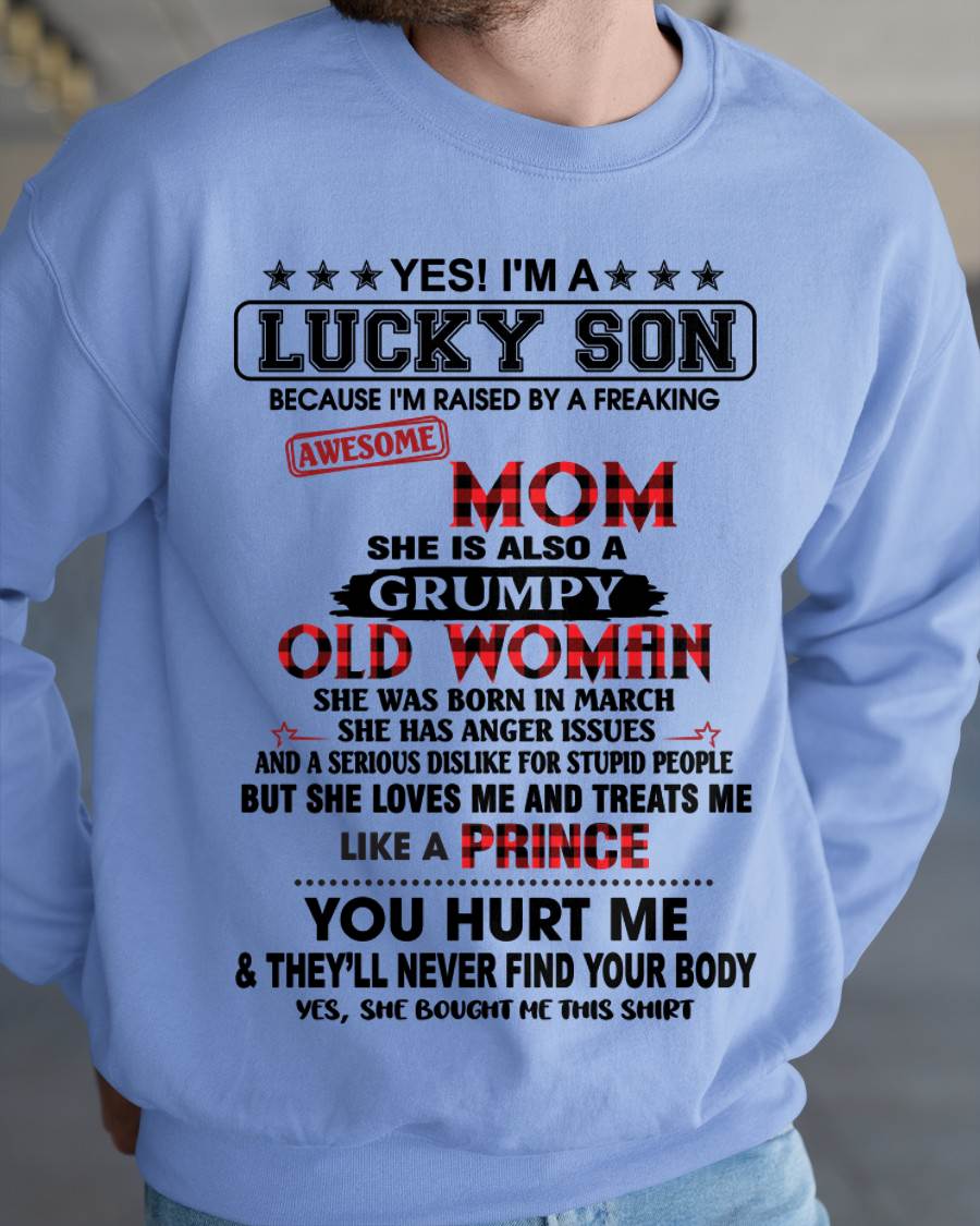 MARCH - LUCKY SON – PROUD TO BE RAISED BY AN AWESOME MOM - FROM MOM - TLEE03 (SKU2603-106-03)