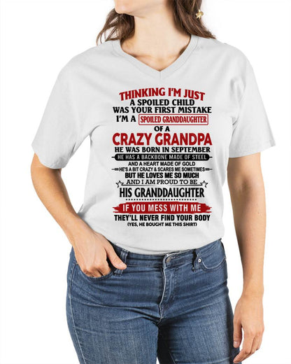 SEPTEMBER - THINKING I’M JUST A SPOILED CHILD WAS YOUR FIRST MISTAKE  I’M A SPOILED GRANDDAUGHTER OF A  CRAZY GRANDPA - FROM GRANDPA - TLEE09 (SKU12-256-09)