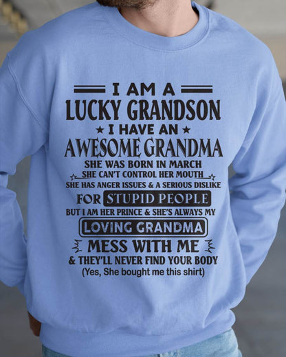 MARCH - I AM A LUCKY GRANDSON I HAVE AN AWESOME GRANDMA - FROM GRANDMA - TLEE03 (SKU12-40-03)