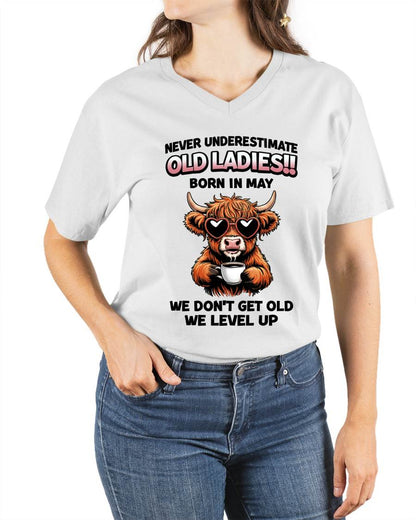 MAY BORN WOMEN LEVEL UP, NEVER GROW OLD SHIRT - FOR WOMEN - TLEE05 (SKU2606-79-05)
