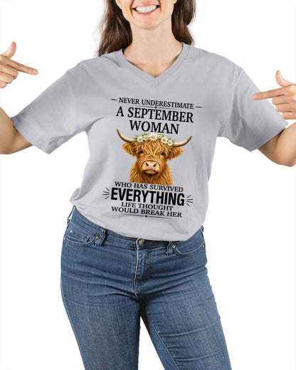 SEPTEMBER WOMAN HIGHLAND COW SHIRT - FOR WOMEN - TLEE09 (SKU2606-158-09)