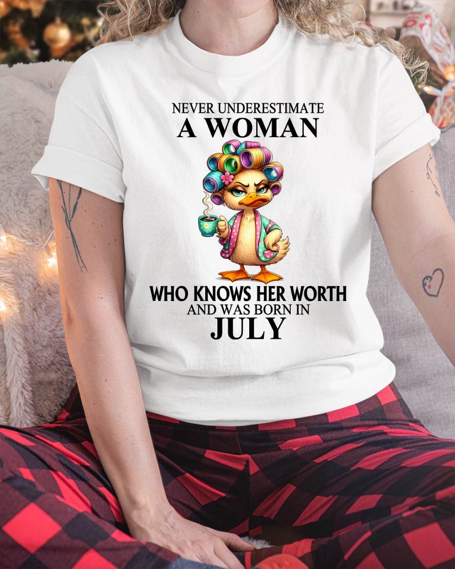JULY – NEVER UNDERESTIMATE A WOMAN WHO KNOWS HER WORTH - FOR WOMEN - TLEE07 (SKU2604-56-07)