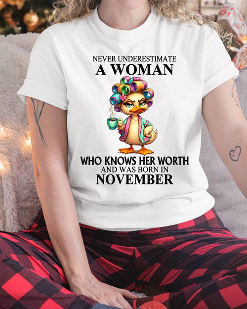 NOVEMBER – NEVER UNDERESTIMATE A WOMAN WHO KNOWS HER WORTH - FOR WOMEN - TLEE11 (SKU2604-56-11)
