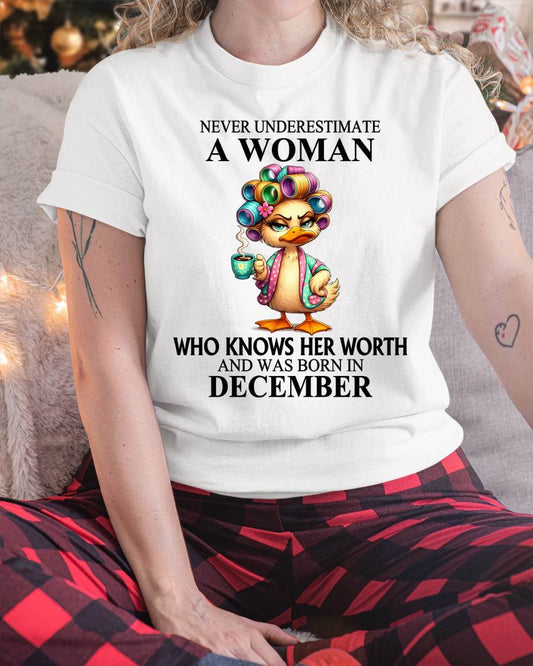 DECEMBER – NEVER UNDERESTIMATE A WOMAN WHO KNOWS HER WORTH - FOR WOMEN - TLEE12 (SKU2604-56-12)