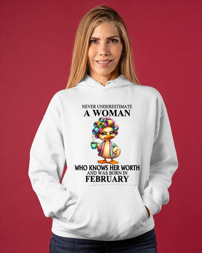 FEBRUARY – NEVER UNDERESTIMATE A WOMAN WHO KNOWS HER WORTH - FOR WOMEN - TLEE02 (SKU2604-56-02)