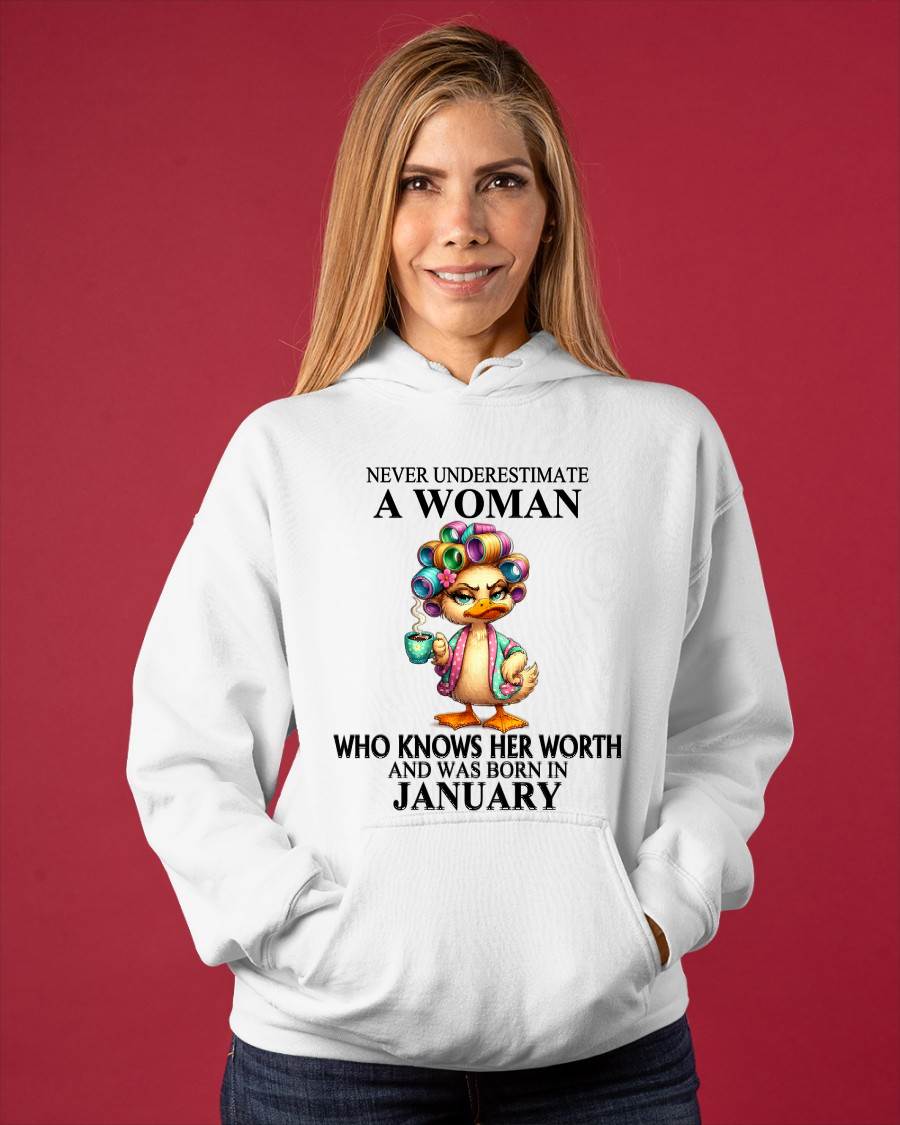 JANUARY – NEVER UNDERESTIMATE A WOMAN WHO KNOWS HER WORTH - FOR WOMEN - TLEE01 (SKU2604-56-01)
