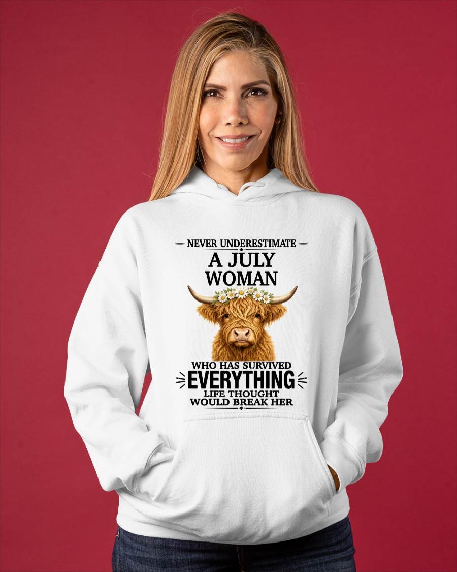 JULY WOMAN HIGHLAND COW SHIRT - FOR WOMEN - TLEE07 (SKU2606-158-07)