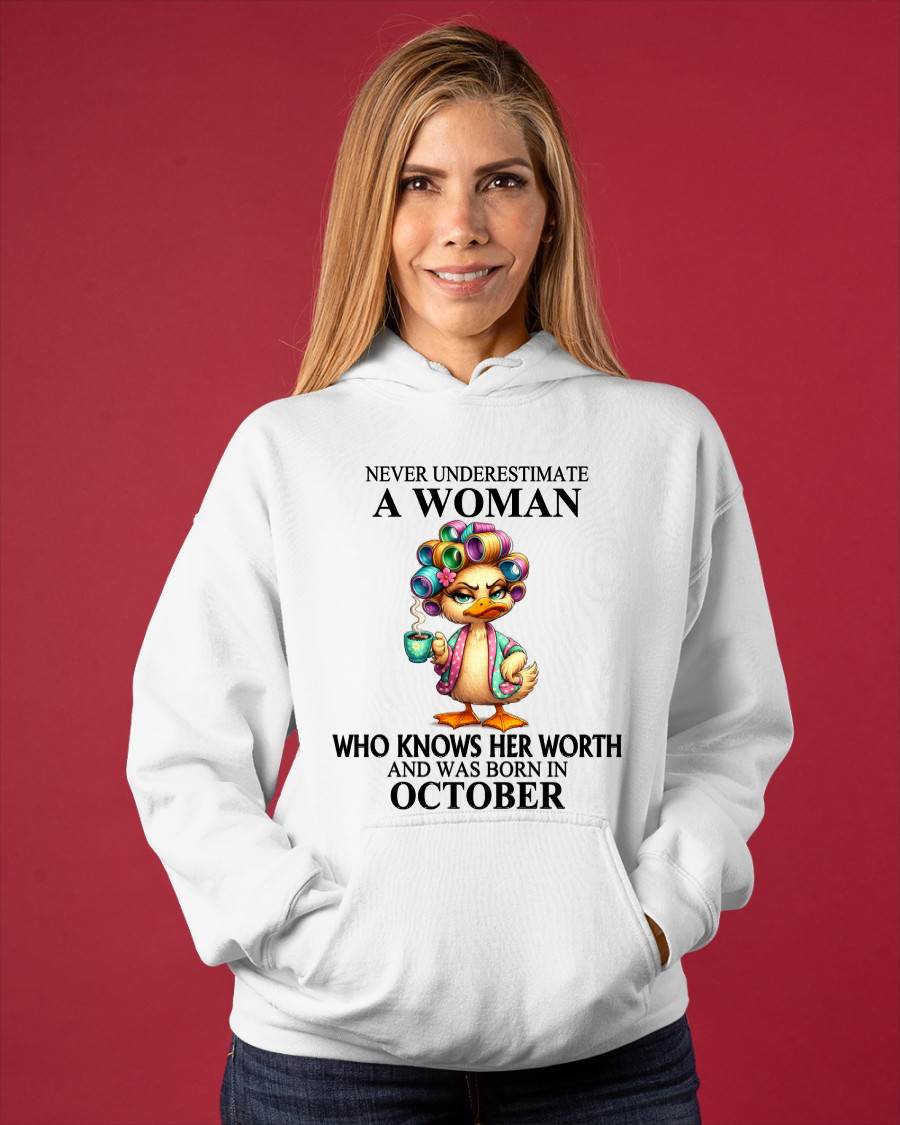 OCTOBER – NEVER UNDERESTIMATE A WOMAN WHO KNOWS HER WORTH - FOR WOMEN - TLEE10 (SKU2604-56-10)
