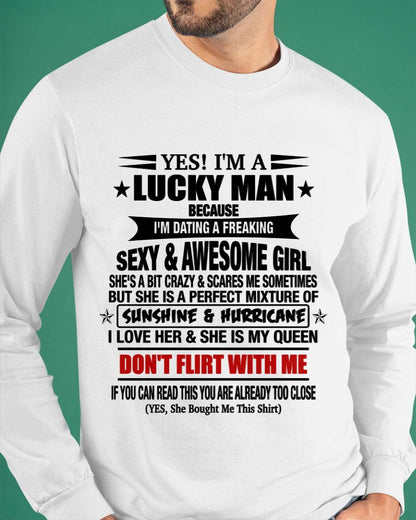 LUCKY MAN WITH AN AMAZING GIRLFRIEND TEE - FROM GF - TLEE00 (SKU2605-98-00)