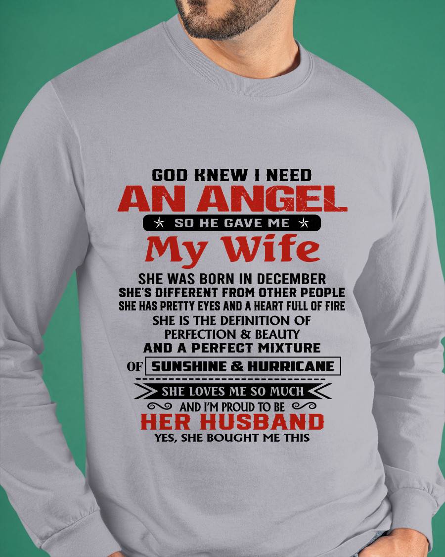 DECEMBER - GOD KNEW I NEEDED AN ANGEL SO HE GAVE ME MY WIFE - FROM WIFE - TLEE12 (SKU26T-01-54-12)