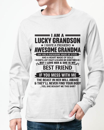 I AM A LUCKY GRANDSON I HAVE A FREAKING AWESOME GRANDMA - FROM GRANDMA - TLEE00 (SKU2603-05-00)
