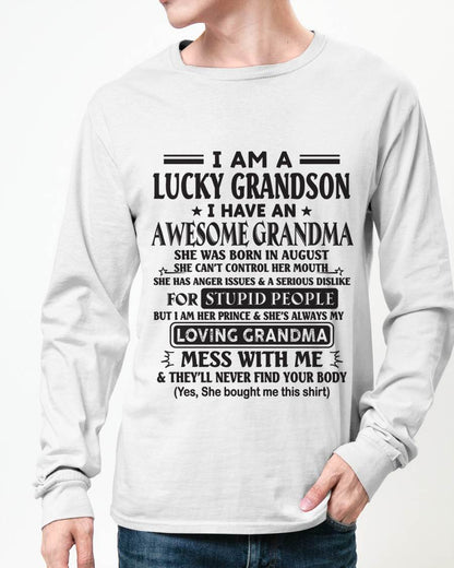 AUGUST - I AM A LUCKY GRANDSON I HAVE AN AWESOME GRANDMA - FROM GRANDMA - TLEE08 (SKU12-40-08)