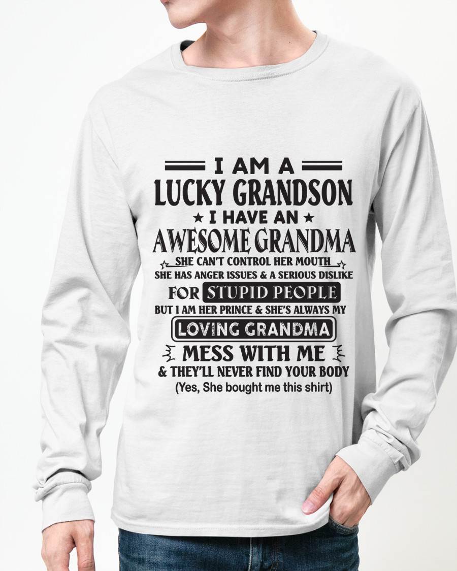 I AM A LUCKY GRANDSON I HAVE AN AWESOME GRANDMA - FROM GRANDMA - TLEE00 (SKU12-40-00)