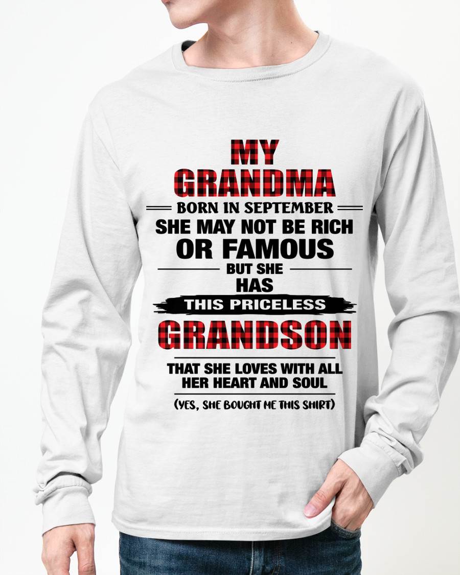 SEPTEMBER GRANDMA LOVES ME – PRICELESS GRANDSON GIFT- FROM GRANDMA - TLEE09 (SKU2604-260-09)