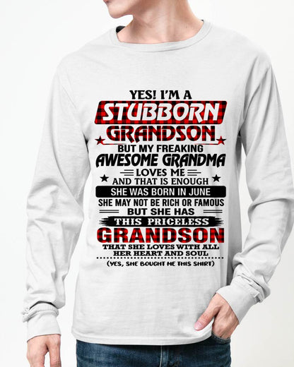 JUNE - STUBBORN GRANDSON GRANDMA SHIRT - FROM GRANDMA - TLEE06 (SKU2608-86-06)