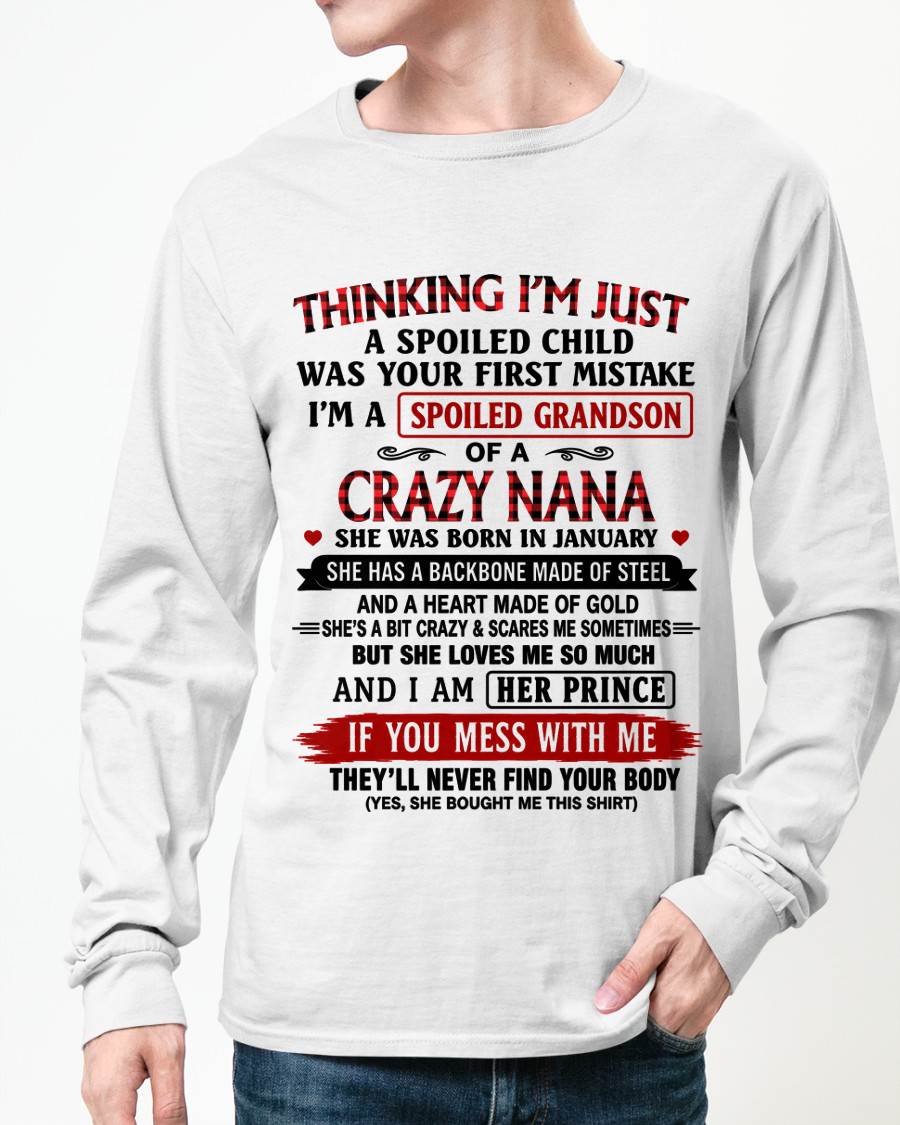 JANUARY - NANA LOVES HER GRANDSON SHIRT - FROM GRANDMA - TLEE01 (SKU2608-28-01)