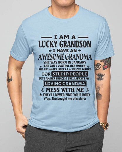 JANUARY - I AM A LUCKY GRANDSON I HAVE AN AWESOME GRANDMA - FROM GRANDMA - TLEE01 (SKU12-40-01)