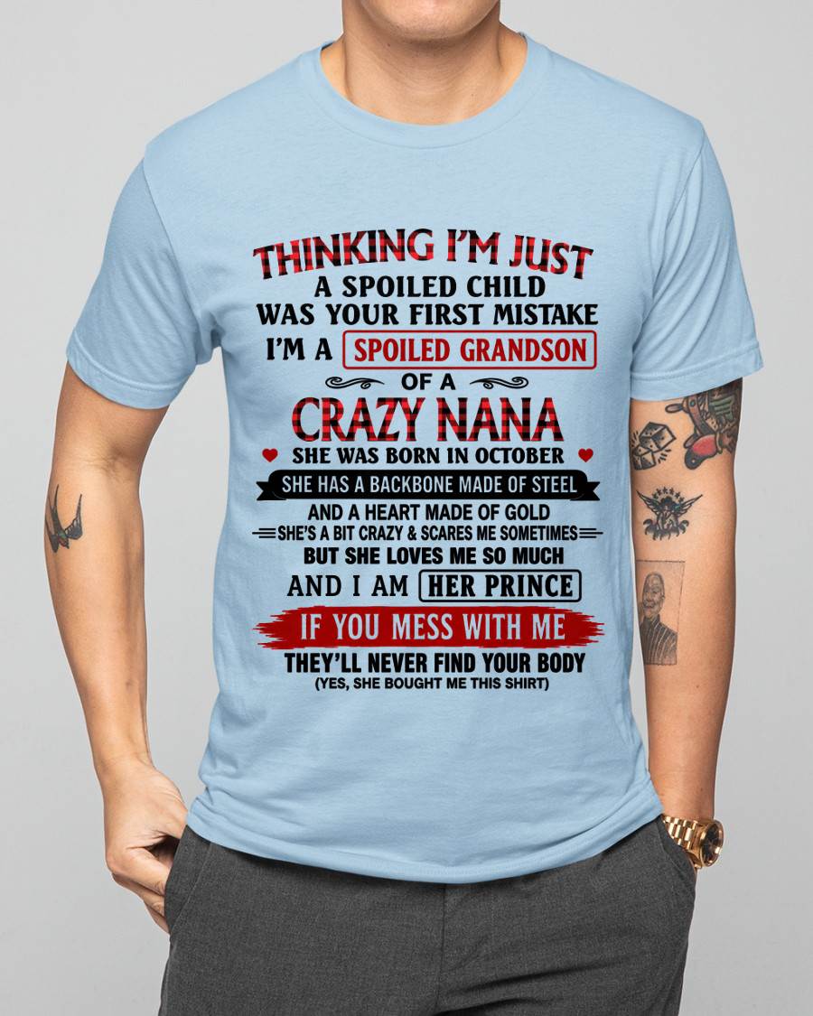 OCTOBER - NANA LOVES HER GRANDSON SHIRT - FROM GRANDMA - TLEE10 (SKU2608-28-10)