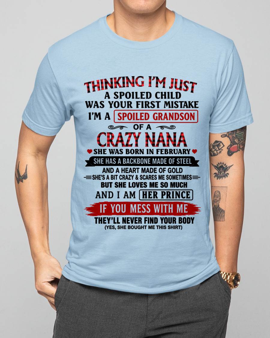 FEBRUARY - NANA LOVES HER GRANDSON SHIRT - FROM GRANDMA - TLEE02 (SKU2608-28-02)