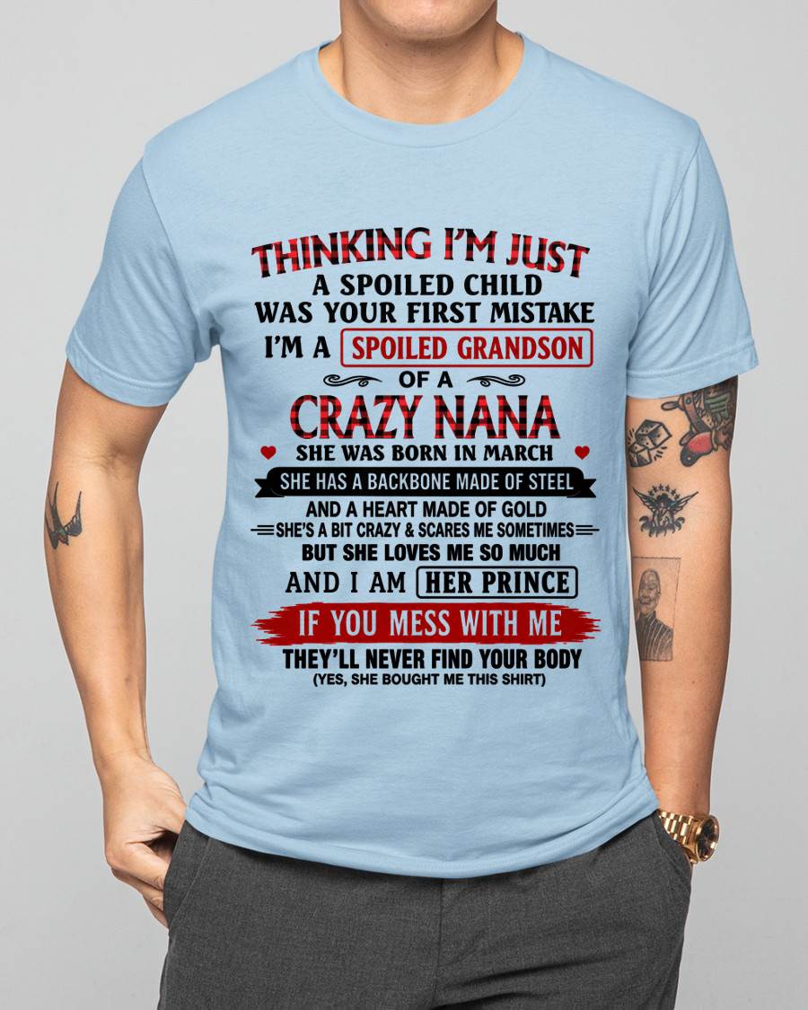 MARCH - NANA LOVES HER GRANDSON SHIRT - FROM GRANDMA - TLEE03 (SKU2608-28-03)