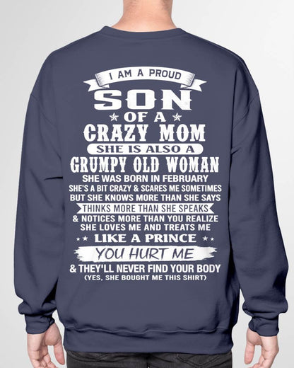 FEBRUARY - PROUD SON OF A CRAZY MOM - FROM MOM - TLEE02 (SKU2606-127-02)