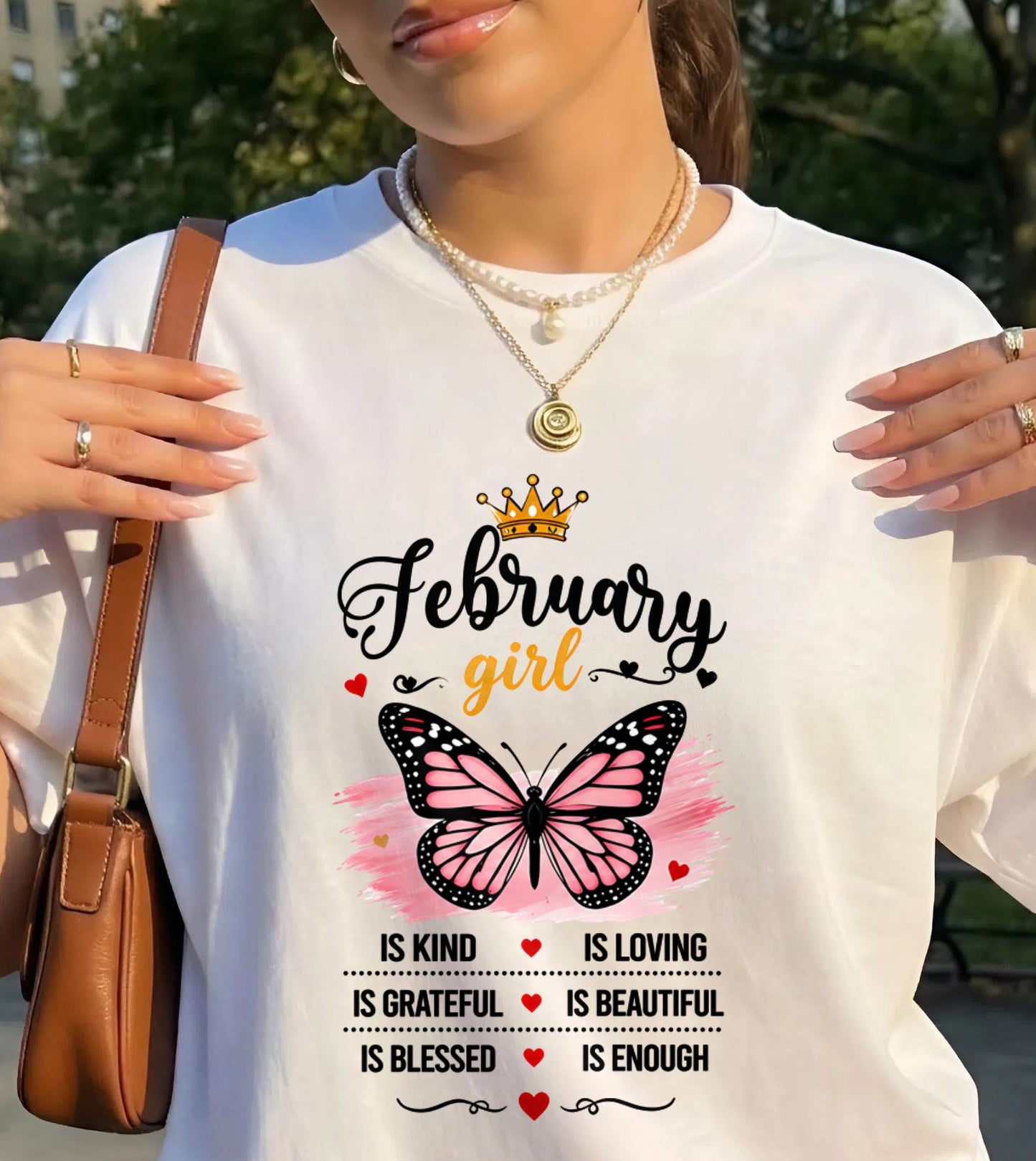 FEBRUARY GIRL BUTTERFLY SHIRT - FOR WOMEN - TLEE02 (SKU2608-593-02)