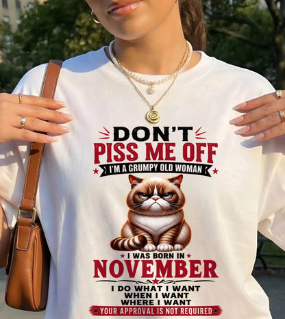 NOVEMBER – ZERO PATIENCE FUNNY CAT - FOR WOMEN - TLEE11 (SKU2608-291-11)