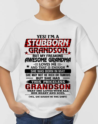 MAY - STUBBORN GRANDSON GRANDMA SHIRT - FROM GRANDMA - TLEE05 (SKU2608-86-05)