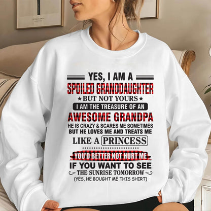 YES, I AM A SPOILED GRANDDAUGHTER – TREASURE OF AN AWESOME GRANDPA - FROM GRANDPA - TLEE00 (SKU2602-205-00)