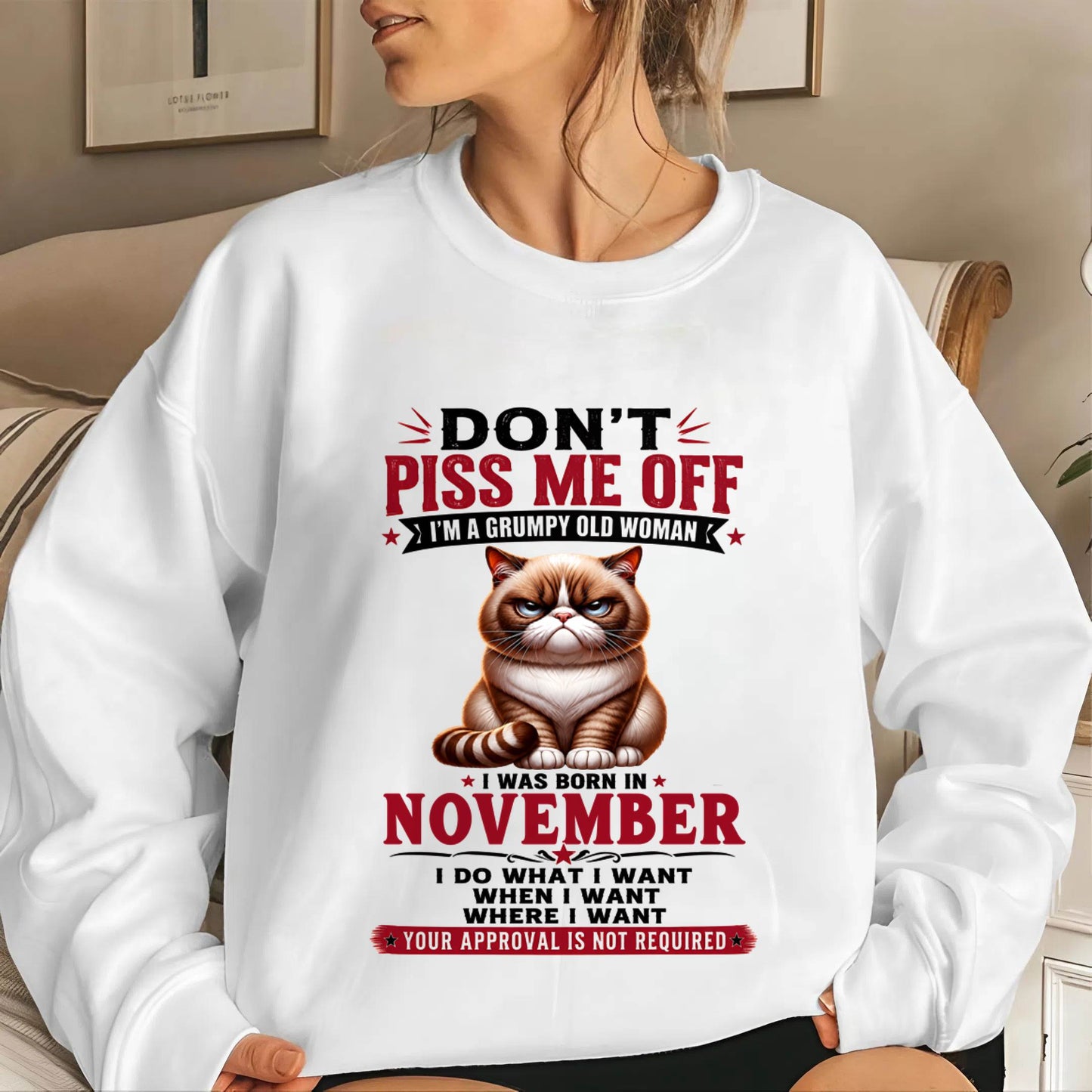 NOVEMBER – ZERO PATIENCE FUNNY CAT - FOR WOMEN - TLEE11 (SKU2608-291-11)