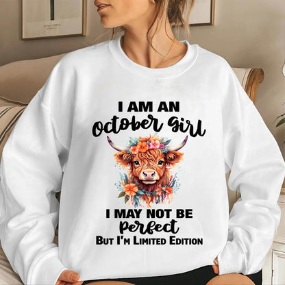 OCTOBER GIRL FLORAL HIGHLAND COW TEE - FOR WOMEN - TLEE10 (SKU2607-278-10)