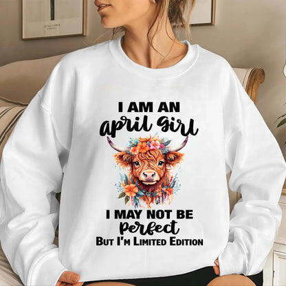 APRIL GIRL FLORAL HIGHLAND COW TEE - FOR WOMEN - TLEE04 (SKU2607-278-04)
