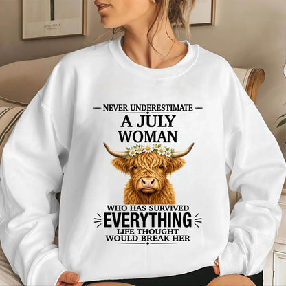 JULY WOMAN HIGHLAND COW SHIRT - FOR WOMEN - TLEE07 (SKU2606-158-07)