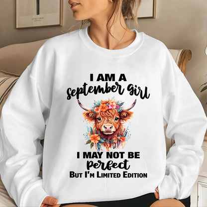 SEPTEMBER GIRL FLORAL HIGHLAND COW TEE - FOR WOMEN - TLEE09 (SKU2607-278-09)