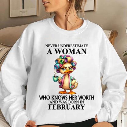 FEBRUARY – NEVER UNDERESTIMATE A WOMAN WHO KNOWS HER WORTH - FOR WOMEN - TLEE02 (SKU2604-56-02)
