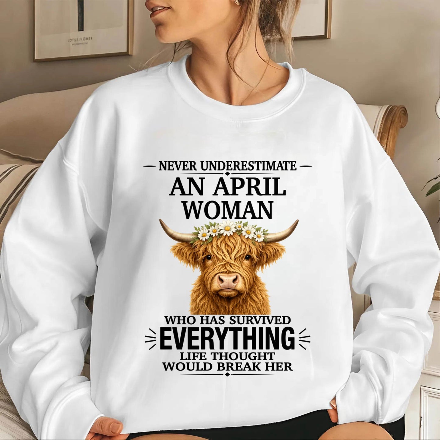 APRIL WOMAN HIGHLAND COW SHIRT - FOR WOMEN - TLEE04 (SKU2606-158-04)