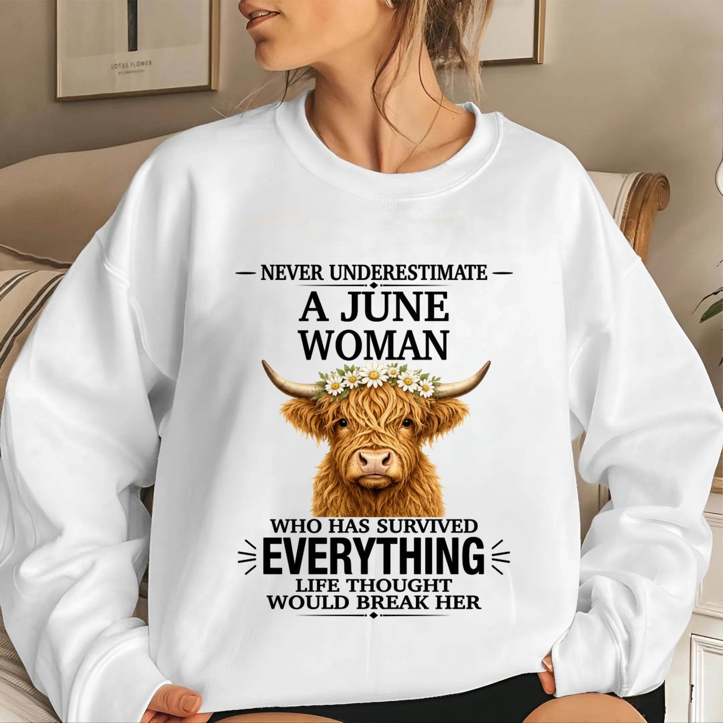 JUNE WOMAN HIGHLAND COW SHIRT - FOR WOMEN - TLEE06 (SKU2606-158-06)