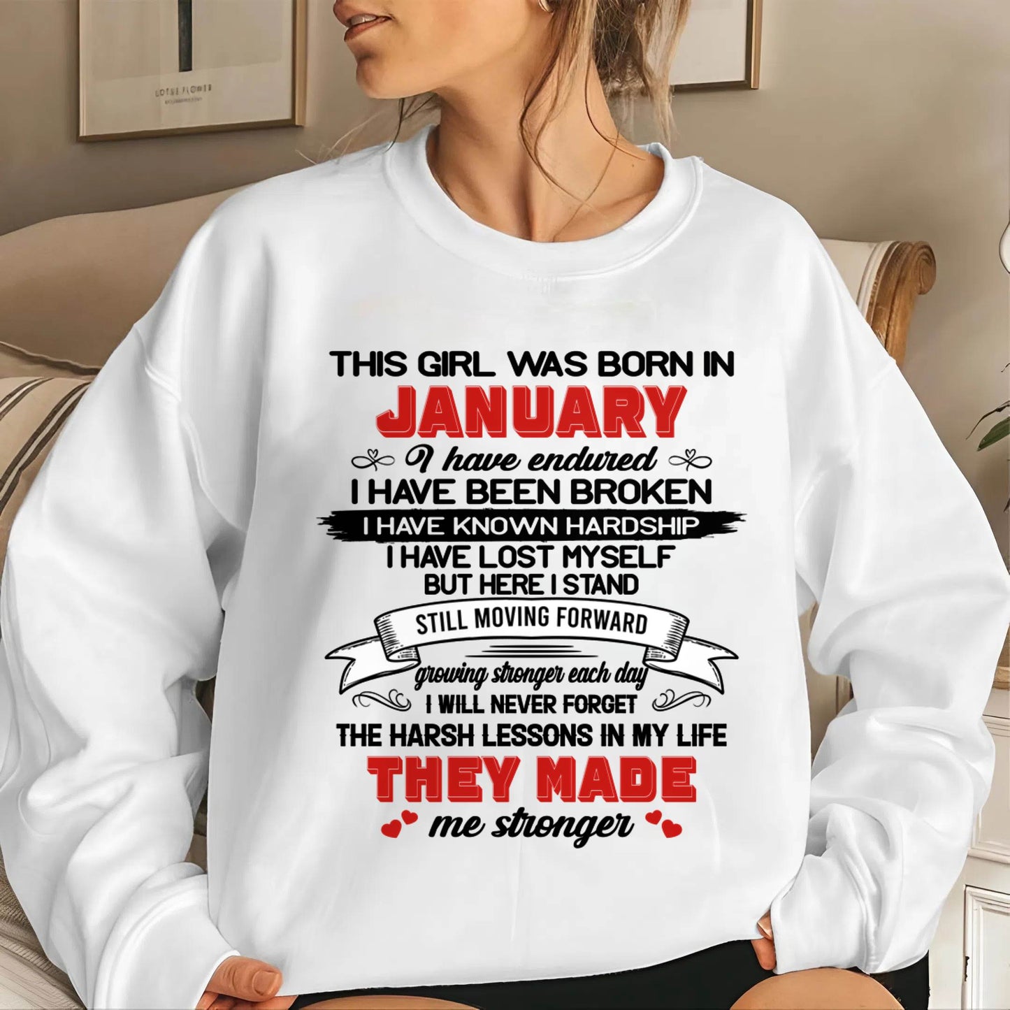 JANUARY - EVERY HARD LESSON MADE ME STRONGER - FOR WOMEN - TLEE01 (SKU2602-22-01)