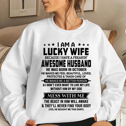 OCTOBER BORN HUSBAND'S LUCKY WIFE - FROM HUSBAND - TLEE10 (SKU2605-97-10)