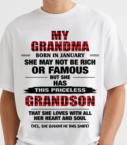 JANUARY GRANDMA LOVES ME – PRICELESS GRANDSON GIFT- FROM GRANDMA - TLEE01 (SKU2604-260-01)