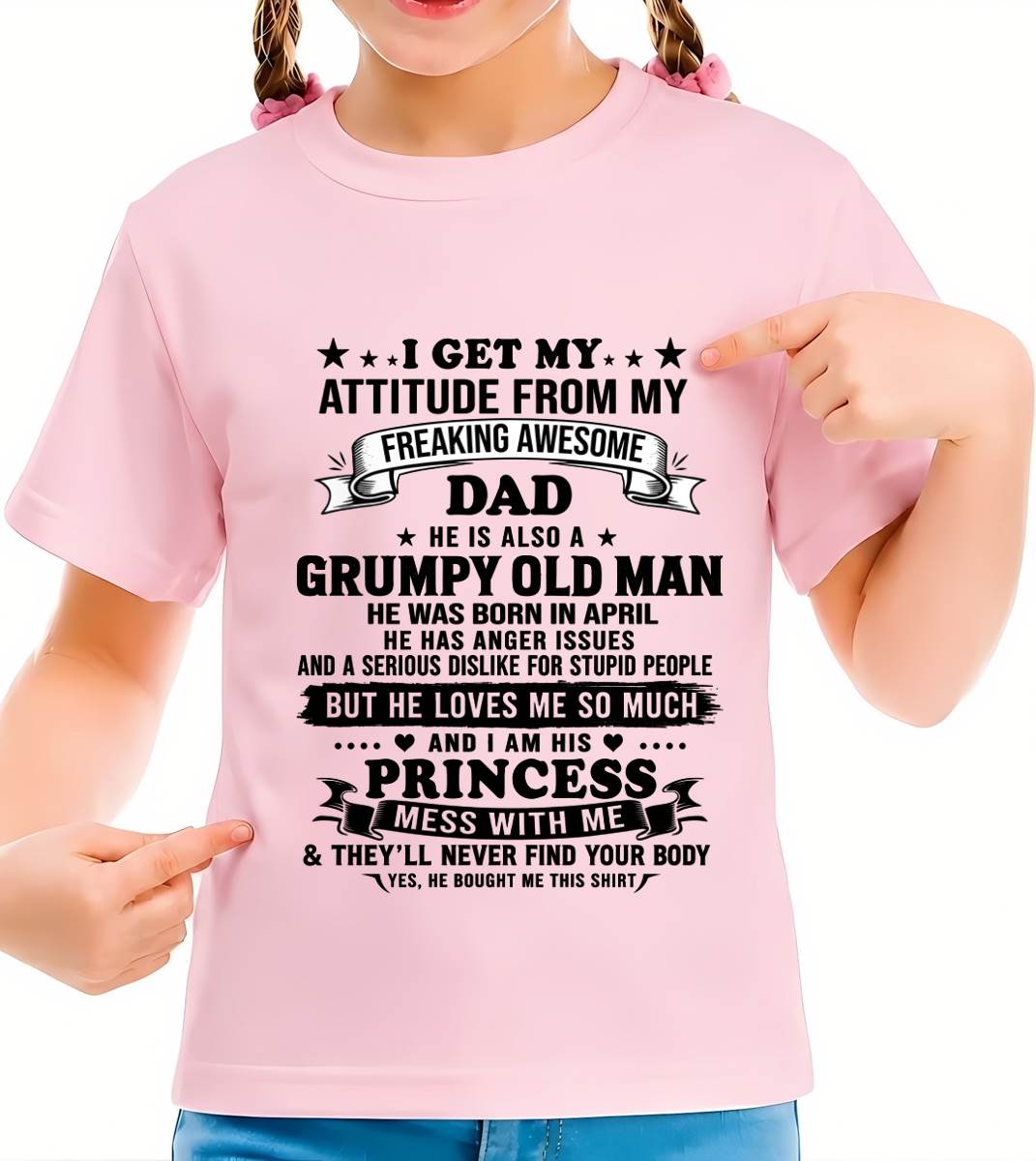 APRIL - AWESOME DAD PRINCESS SHIRT - FROM DAD - TLEE04 (SKU2607-352-04)