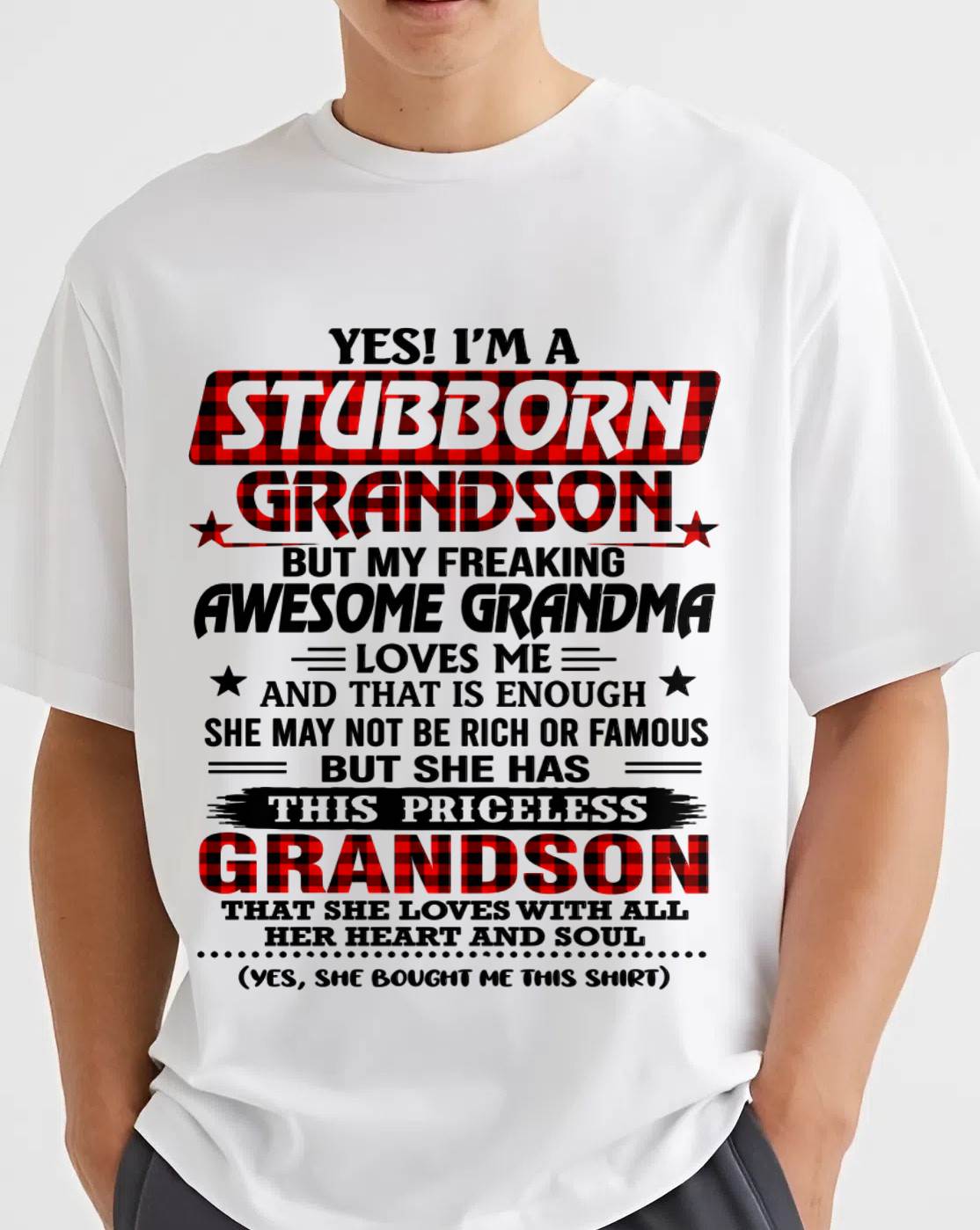 STUBBORN GRANDSON GRANDMA SHIRT - FROM GRANDMA - TLEE00 (SKU2608-86-00)