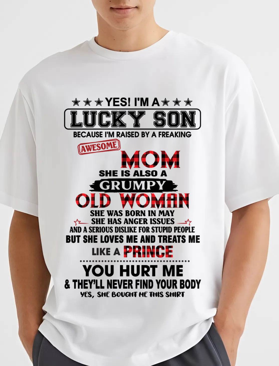 MAY - LUCKY SON – PROUD TO BE RAISED BY AN AWESOME MOM - FROM MOM - TLEE05 (SKU2603-106-05)