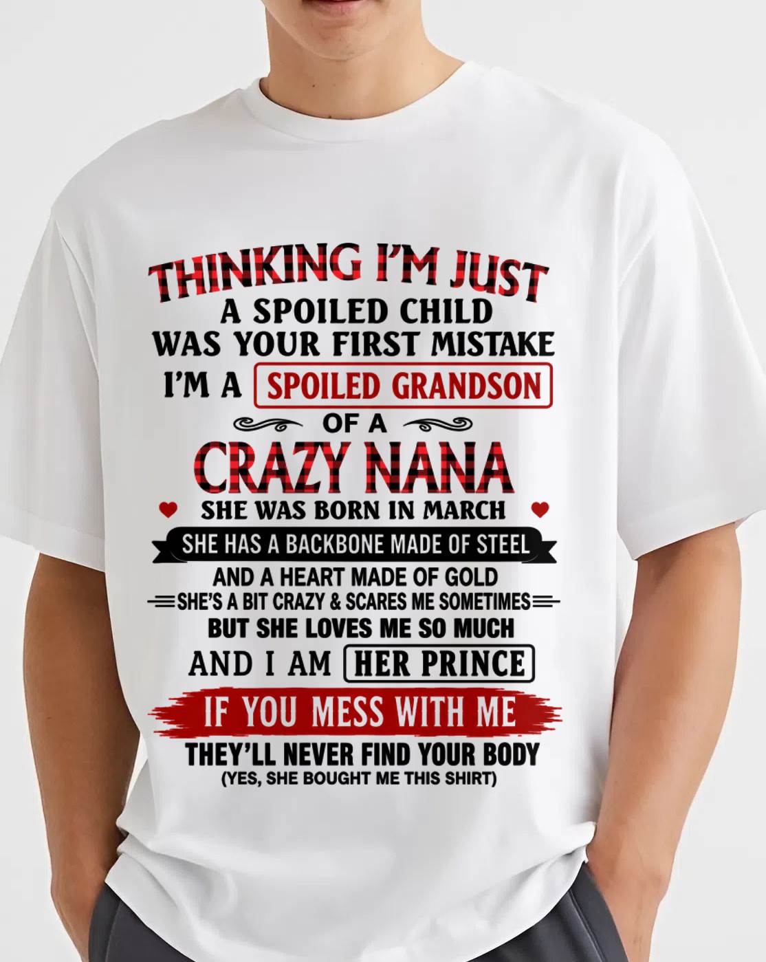 MARCH - NANA LOVES HER GRANDSON SHIRT - FROM GRANDMA - TLEE03 (SKU2608-28-03)