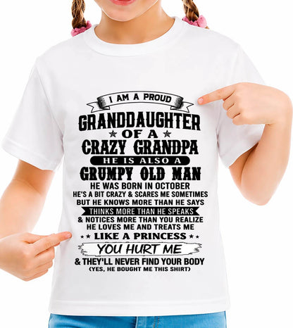 OCTOBER - PROUD GRANDDAUGHTER OF A CRAZY GRANDPA - FROM GRANDPA - TLEE10 (SKU2607-114-10)
