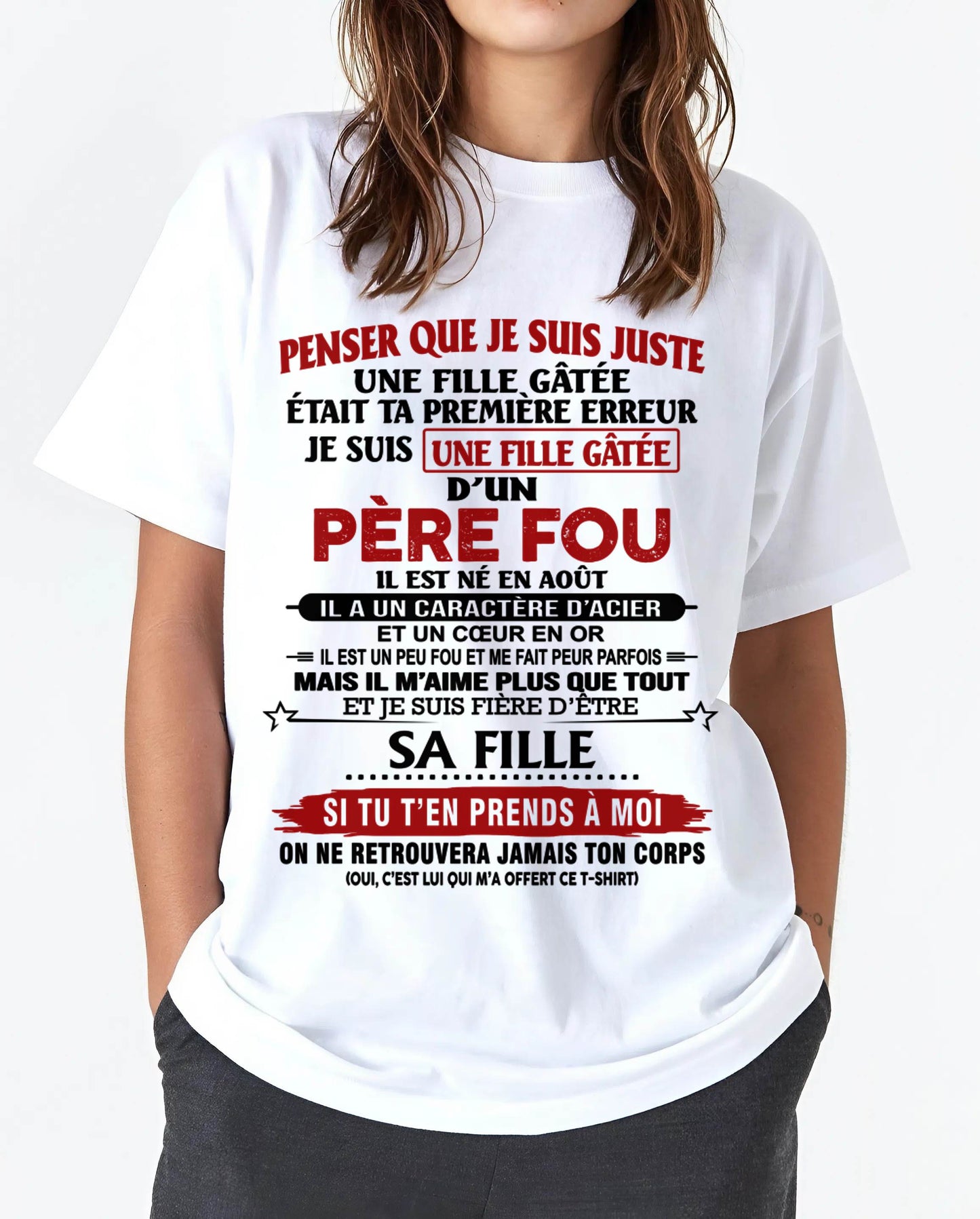 AOÛT / PAPA FOU, FILLE GÂTÉE - CADEAU DE PAPA - TLEE08 (SKU2605-354-08)