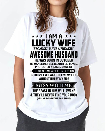 OCTOBER BORN HUSBAND'S LUCKY WIFE - FROM HUSBAND - TLEE10 (SKU2605-97-10)