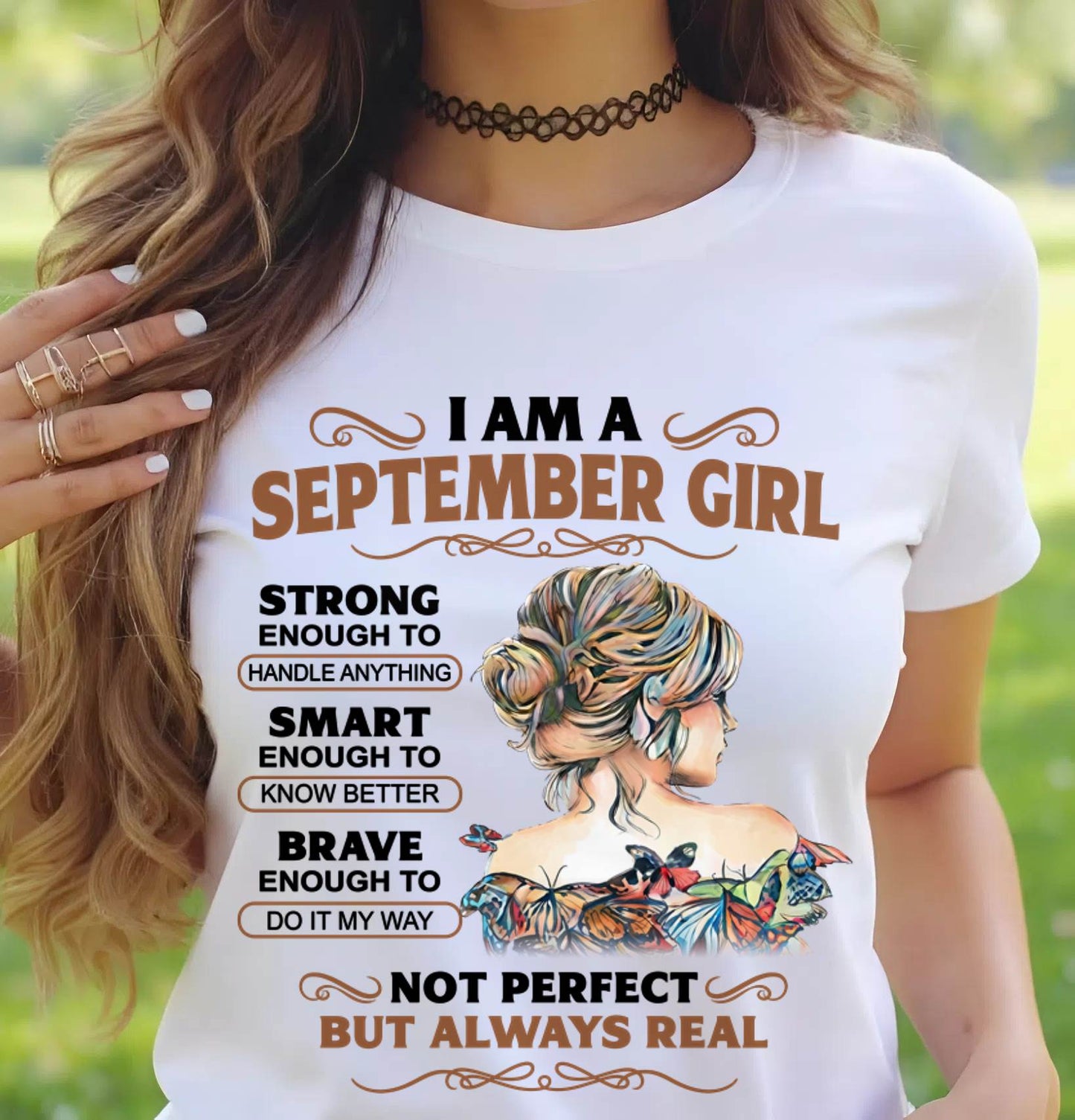 SEPTEMBER – INSPIRATIONAL WOMEN’S SHIRT NOT PERFECT BUT REAL - FOR WOMEN - TLEE09 (SKU2604-159-09)